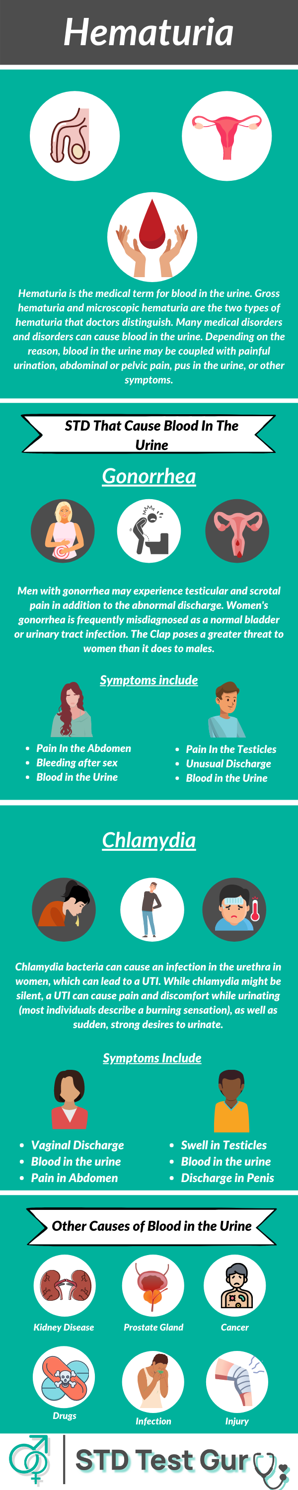 In this image, we explain about the STD that cause blood in the urine, its symptoms, treatment and more.